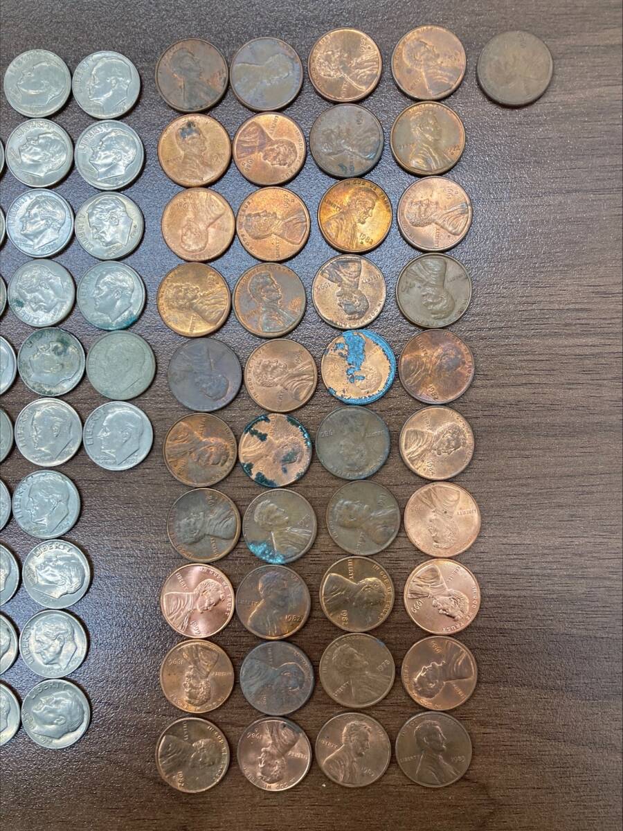 #57A アメリカ紙幣 コインおまとめ 1ドル紙幣×10枚 ONE D×7枚 QUARTER D×42枚 FIVE C×18枚 ONE DIME×36枚 ONE CENT×41枚 合計154枚 _画像8