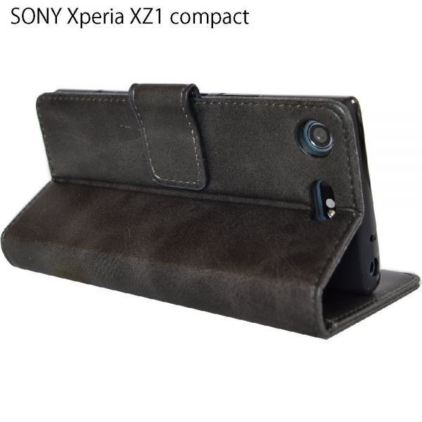 FRL-SHOP◆SONY Xperia XZ1 Compact ケース◆SO-02K SO02K SO 02K 02 K ◆ エクスペリア 手帳型 レザー カバー 手帳 F-25bk★_画像8