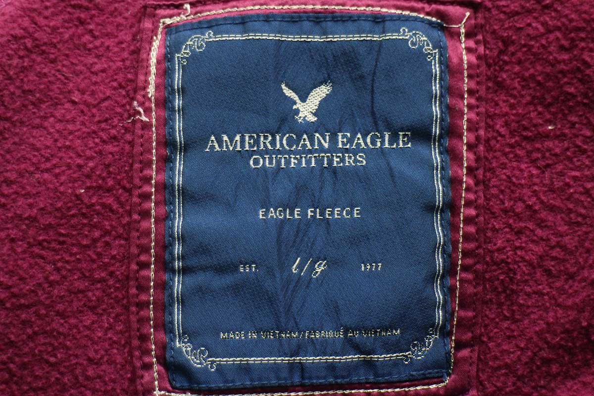 ★AMERICAN EAGLEアメリカンイーグル パッチ付き スウェット ジップパーカー 赤紫★フーディー ワッペン ユニセックス_画像4