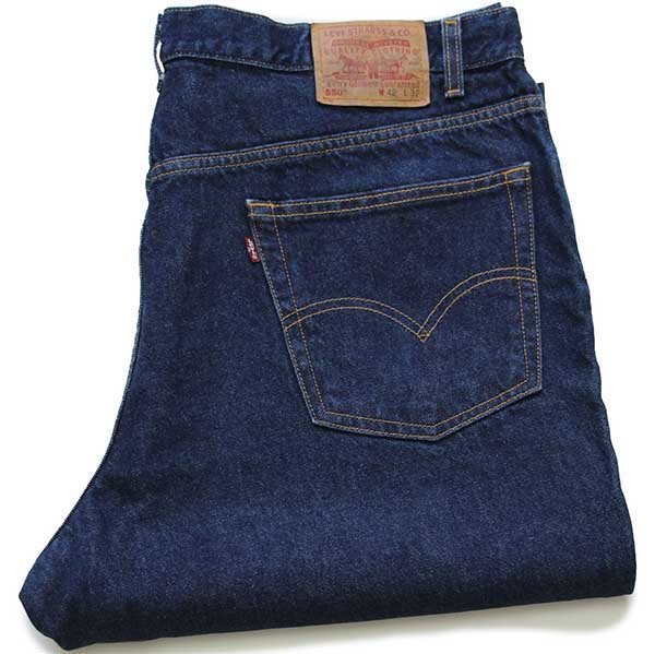 ★00s メキシコ製 Levi'sリーバイス 550 デニムパンツ w42 L32★209 オールド ジーンズ テーパード ワイド バギー 濃紺 ビッグサイズ_画像1