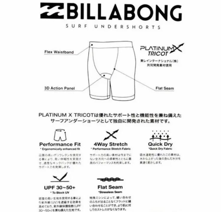 ビラボン BILLABONG サーフインナー 水着 インナー サポーターメンズ スパッツ BLK M_画像6