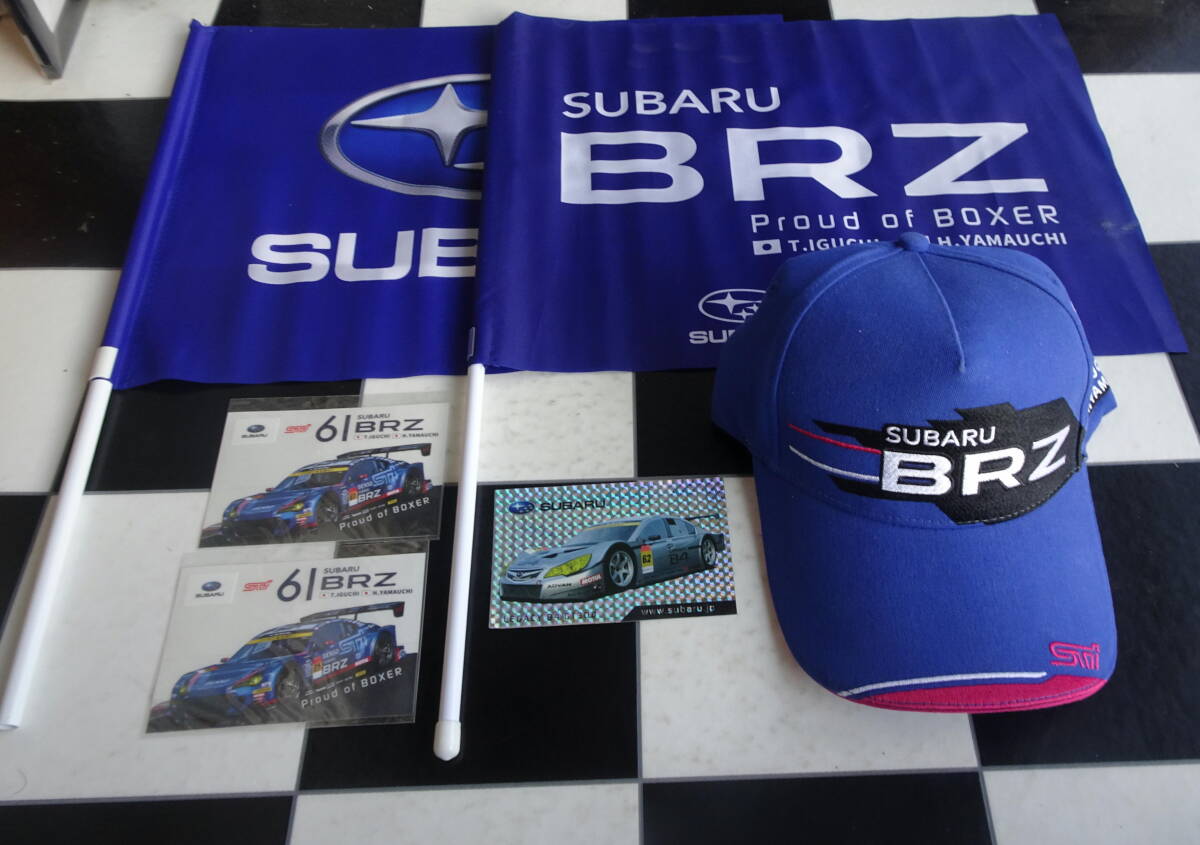 【Super GT】SUBARU BRZ R&D SPORT GT300 応援フラッグ+キャップ+ステッカー 合計6点セット #61 BOXER STI スバル 昴 非売品
