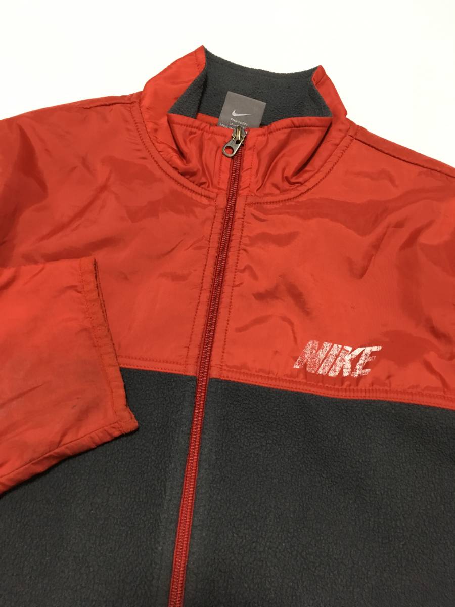 ナイキ NIKE フリースジャケット 素材切り替え キッズ140～150 ワンポイント 正規品◯855　石_画像3