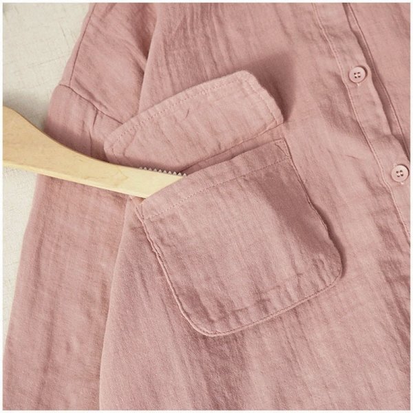 m double gauze 2 piece pocket tunic shirt easy cotton 100% cotton adult possible love free size off pink 