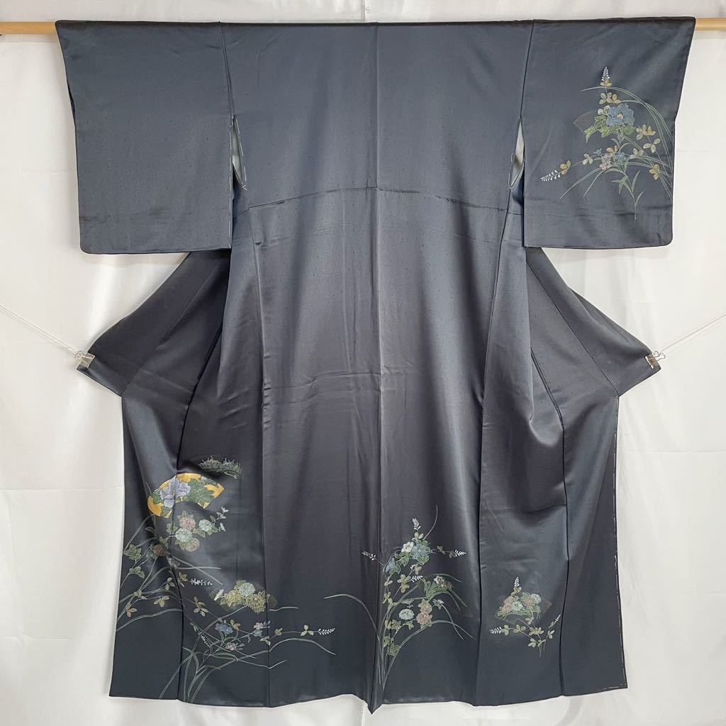 [Wellriver] hand .... embroidery gold paint processing attaching lowering .... series on goods floral print silk length 160cm formal Japanese clothes Japanese clothes kimono #C646.