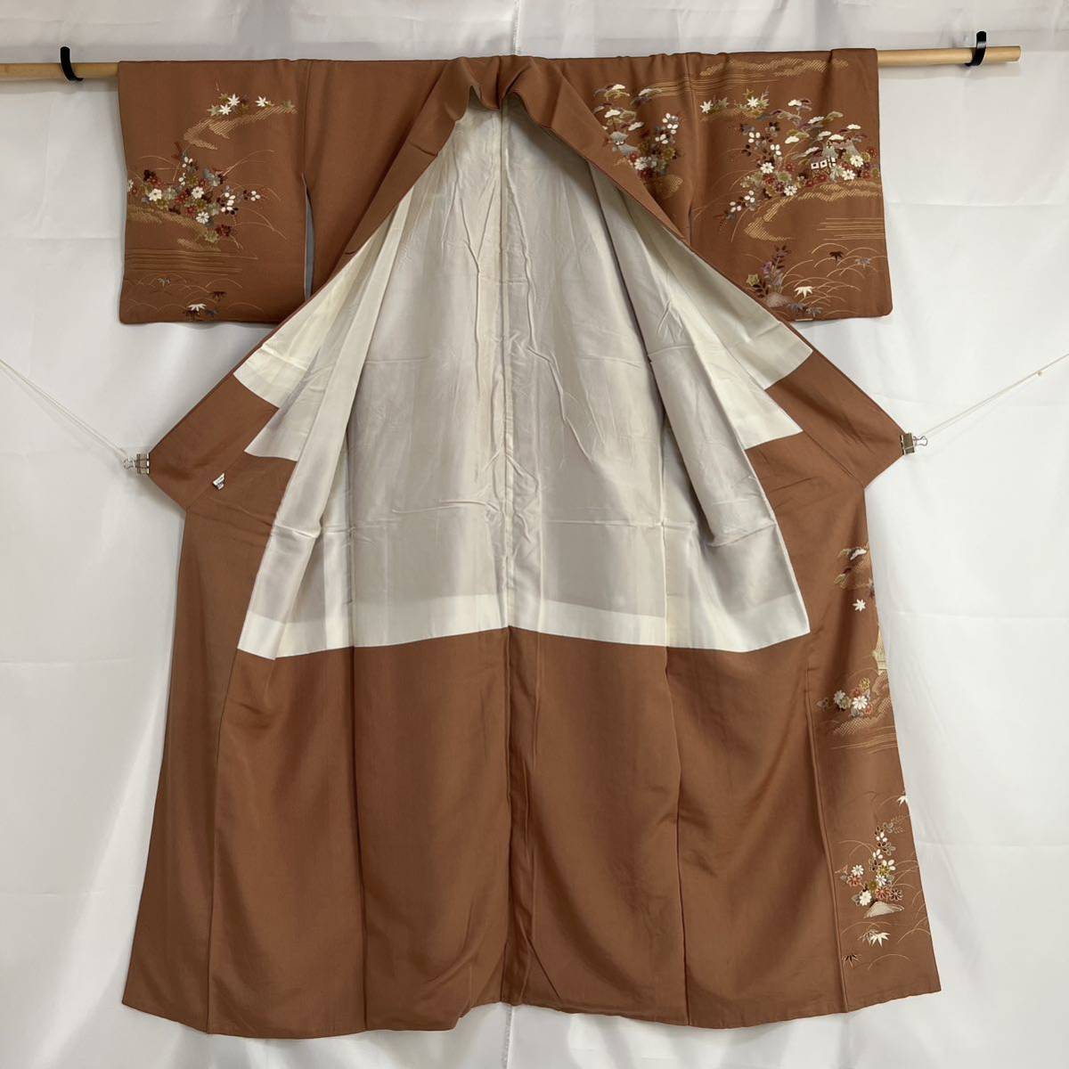 【wellriver】 蘇州刺繍 花柄 訪問着 正絹 着物 身丈161cm 「スコッチガード加工」 和服 和装 #B308！の画像7