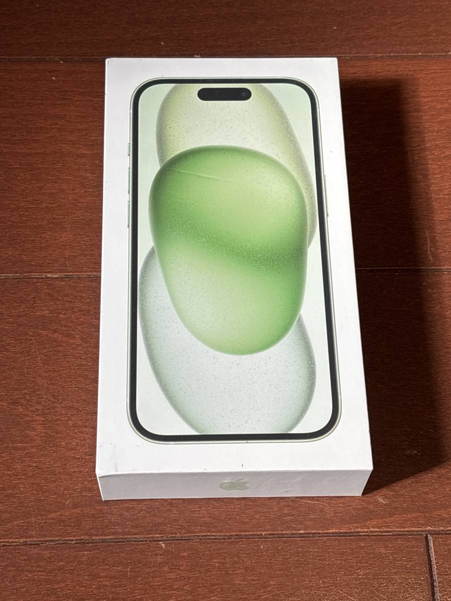 iPhone 15 の箱 充電ケーブル・シムスロットを開けるピン・アップルマークシール付き グリーンの画像1