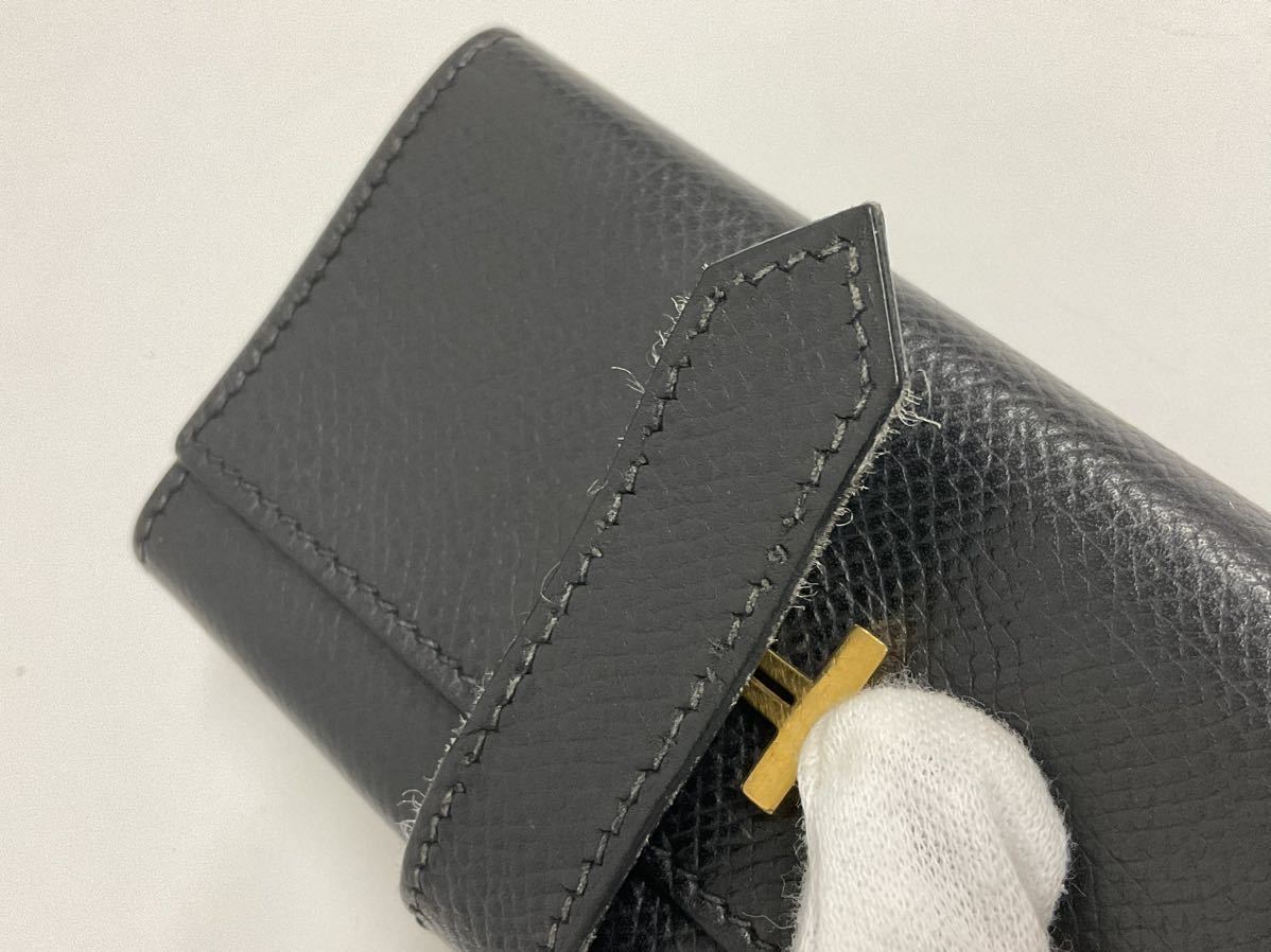 営AD725-60◆ HERMES エルメス ベアン H金具 ４連 キーケース レザー ブラック×ゴールド金具 JJ刻印 _画像5