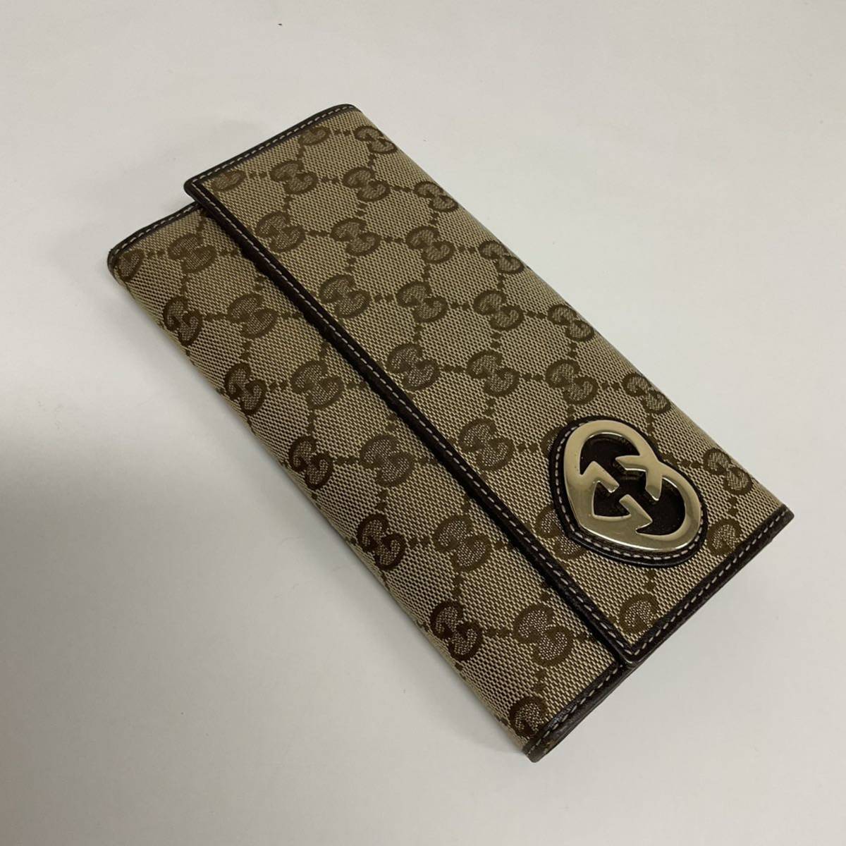 営SR800-60◆ GUCCI ／グッチ GGキャンバス ラブリーハート ベージュ Wホック 長財布 箱あり 245723・534563_画像4