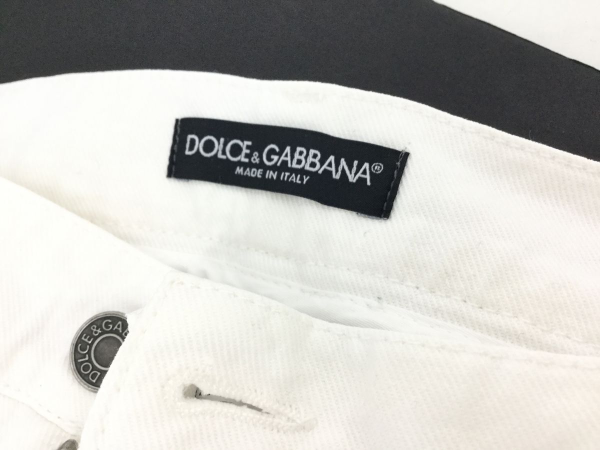 ●営AD672-80　DOLCE & GABBANA ドルチェ&ガッバーナ 48 G3FNAP 白 ジップポケット プレート付き ワークパンツ カーゴパンツ_画像5