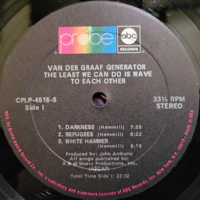 米Ori Van Der Graaf Generator「The Least We Can Do Is Wave To Each Other」CPLP-4515_画像2