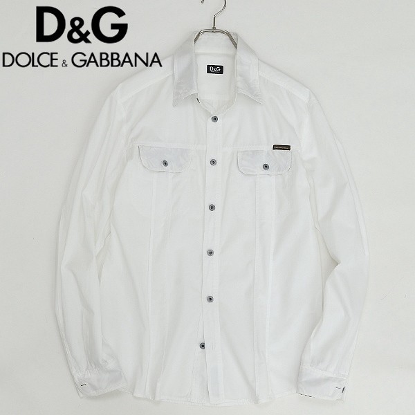 国内正規品◆D&G ドルチェ＆ガッバーナ コットン＆ナイロン CPOシャツ 白 ホワイト M
