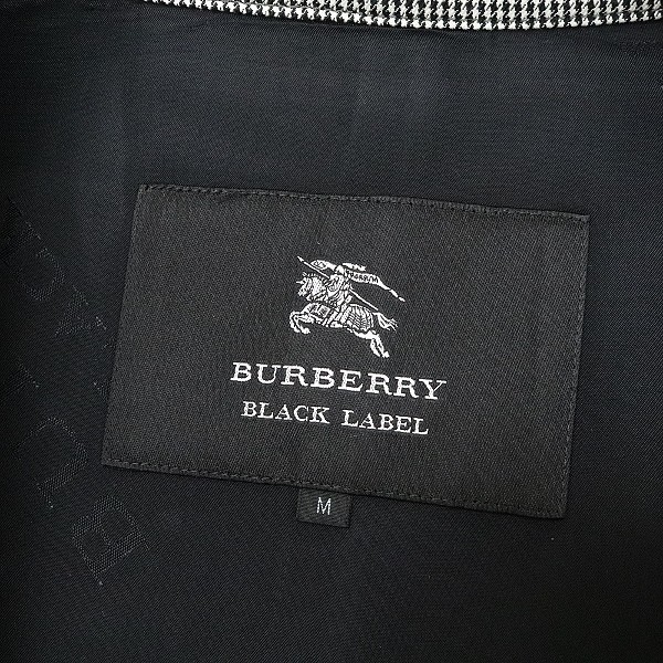 ◆BURBERRY BLACK LABEL バーバリー ブラックレーベル 千鳥柄 コットン スプリング トレンチ コート 黒 ブラック×ホワイト M_画像5