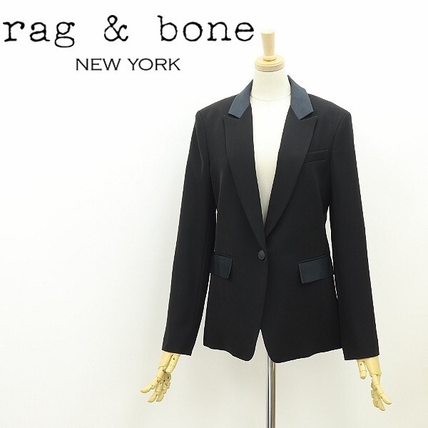◆rag & bone ラグ＆ボーン 襟切替 1釦 ジャケット 黒 ブラック 2