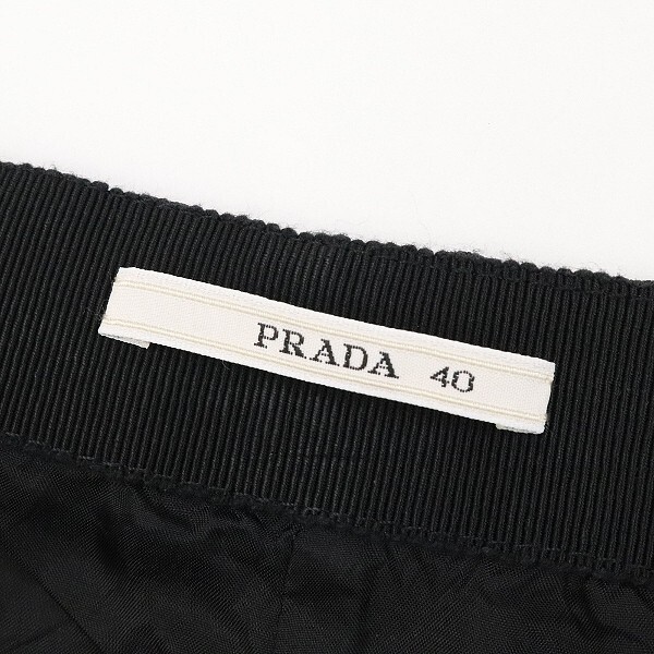 国内正規品◆PRADA プラダ シルク100％ シンプル スカート 黒 ブラック 40_画像6
