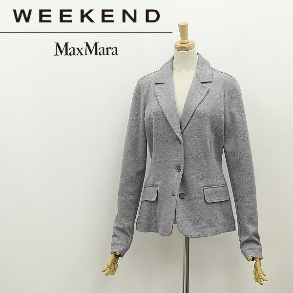 ◆Max Mara WEEKEND マックスマーラ コットン 3釦 ジャケット グレー M_画像1