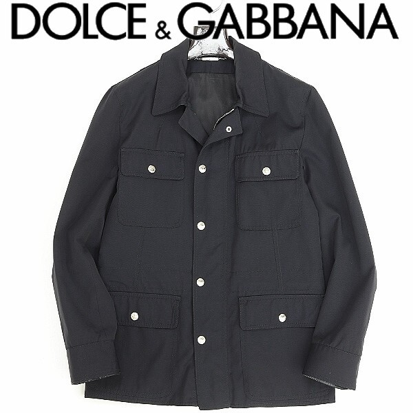 ◆DOLCE&GABBANA ドルチェ＆ガッバーナ レザー使い コート ジャケット 黒 ブラック 46