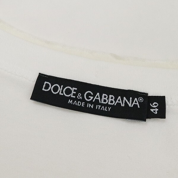 国内正規品◆DOLCE&GABBANA ドルチェ＆ガッバーナ シルク使い コットン Vネック Tシャツ トップス カットソー 白 ホワイト 46_画像5