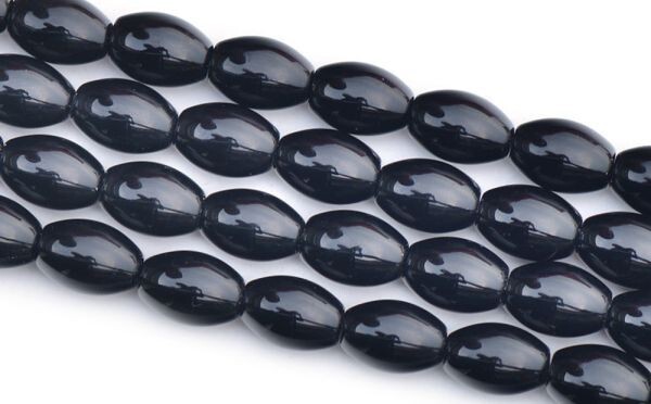 [EasternStar] international shipping rice cut onyx 8×12mm natural stone beads black ..menou1 ream sale length approximately 40cm