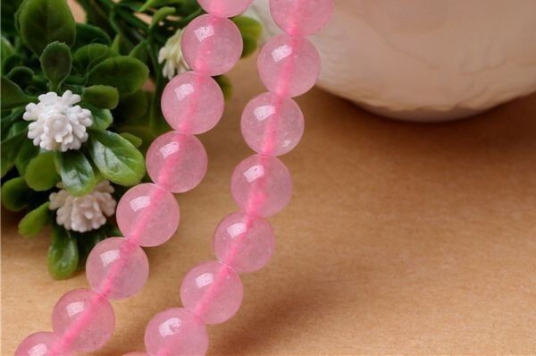 [EasternStar] 海外発送 人工色の強化 紅石英 ローズクォーツ パワーストーン Rose quartz 玉径16mm 1連売り 長さ約40cm_画像4