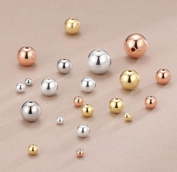  jewelry accessory 925 silver small hole sill Barbie z beads rose Gold plating natural stone handmade 10mm 20 piece set 