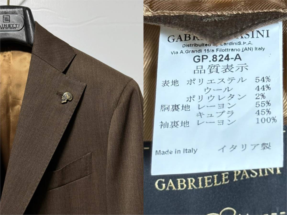 美品 ガブリエレパジーニ 3ピースセットアップスーツ 定価202,400円 44(S) GABRIELE PASINI ジャケット パンツ ラルディーニ社製 LARDINI_画像8