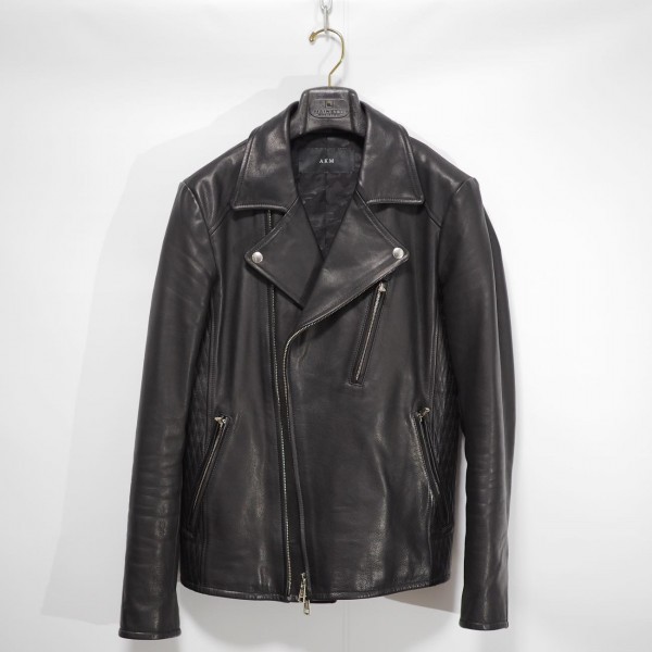 AKMei Kei M kau leather double rider's jacket L regular price 140,400 jpy beautiful USED 1piu1uguale3 Jun is si Moto B135 COW034 wjk leather jacket 
