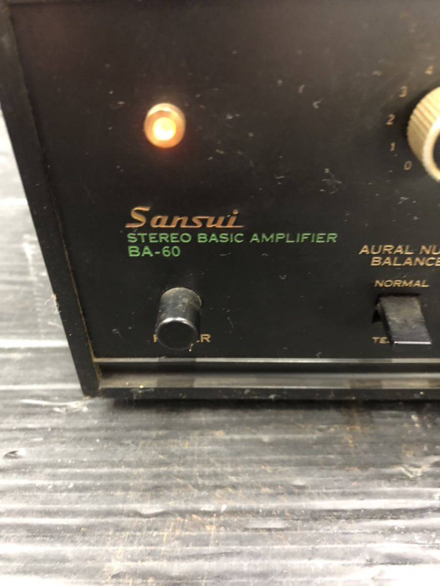 川　【通電確認済み】サンスイ SANSUI BA-60 STEREO BASIC AMPLIFIER ステレオベーシックアンプリファイア 山水　_画像2