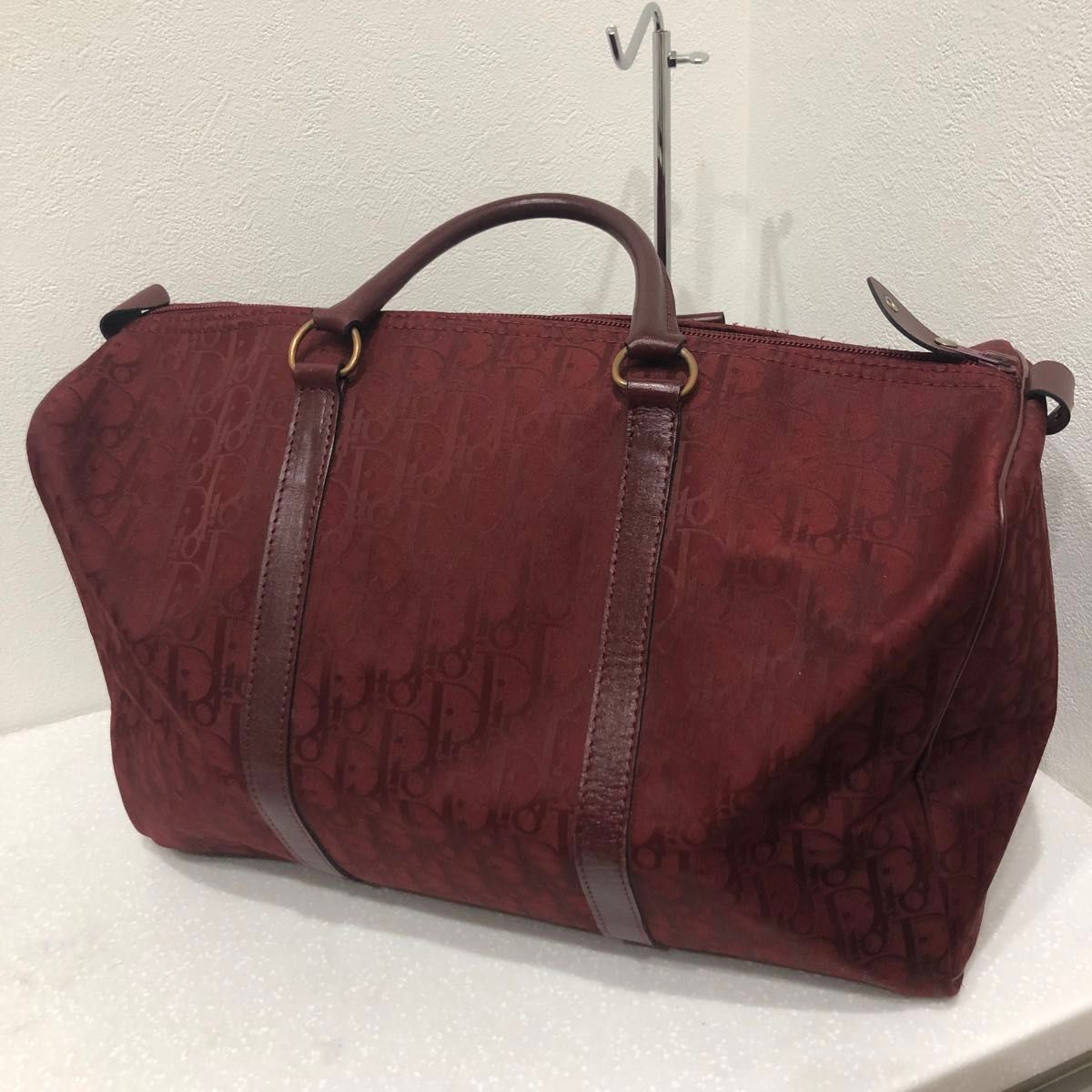 超希少】Christian Dior トロッター ボストンバッグ レッド 超希少】Christian Dior トロッター ボストンバッグ レッド