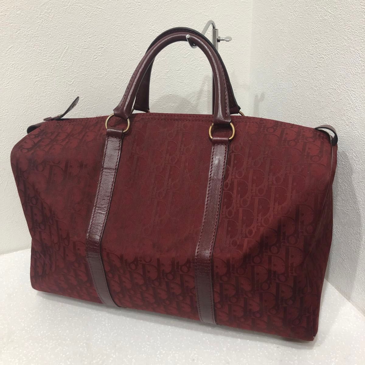 超希少】Christian Dior トロッター ボストンバッグ レッド 超希少】Christian Dior トロッター ボストンバッグ レッド