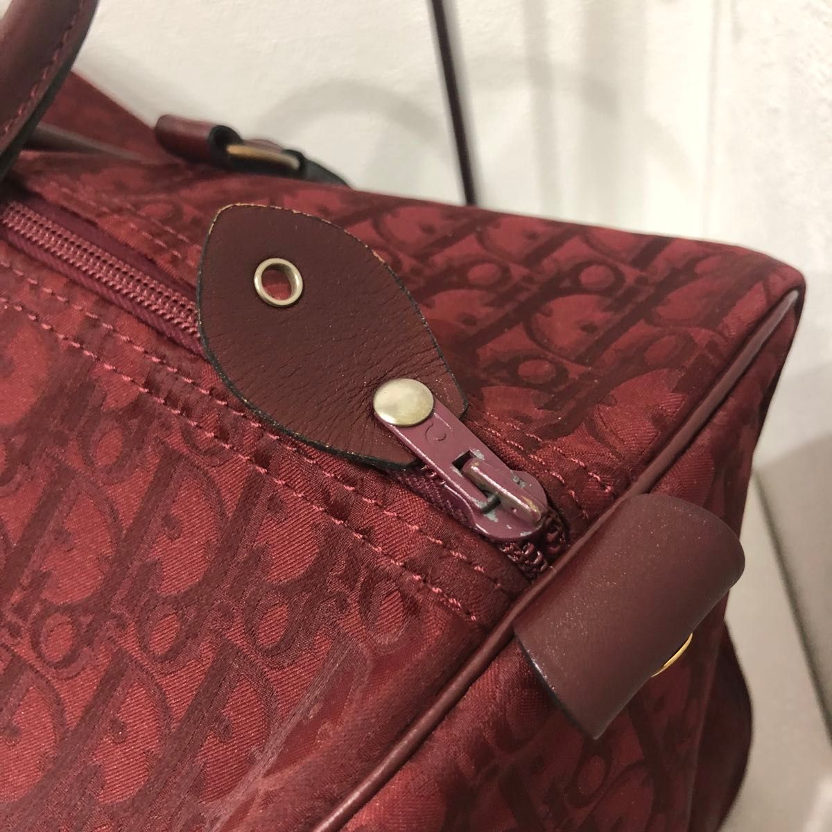 超希少】Christian Dior トロッター ボストンバッグ レッド 超希少】Christian Dior トロッター ボストンバッグ レッド