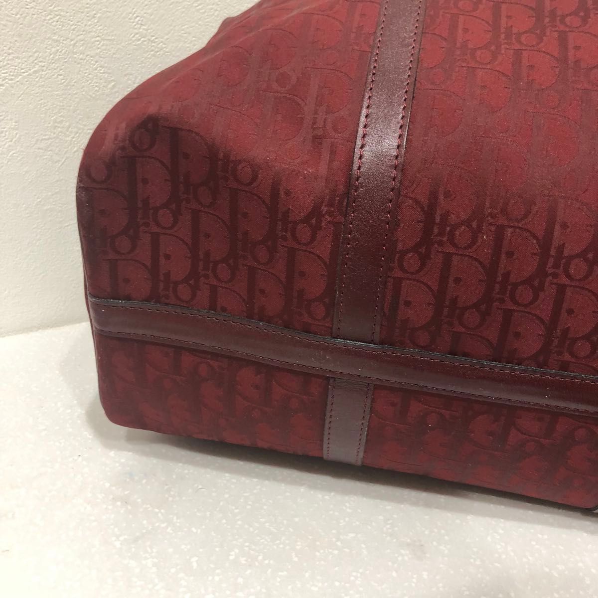 超希少】Christian Dior トロッター ボストンバッグ レッド 超希少】Christian Dior トロッター ボストンバッグ レッド