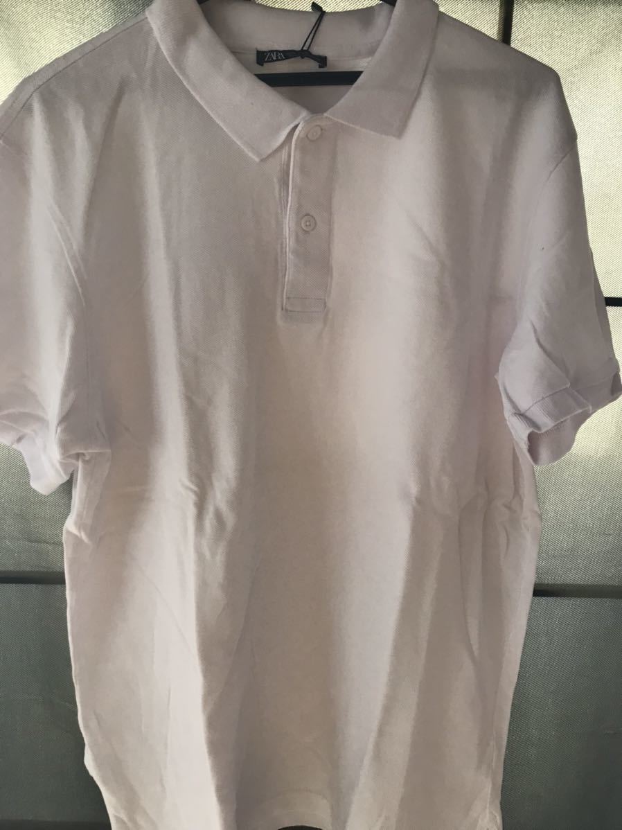 ZARAザラ　メンズ半袖ポロシャツ　サイズXL ホワイト_画像1