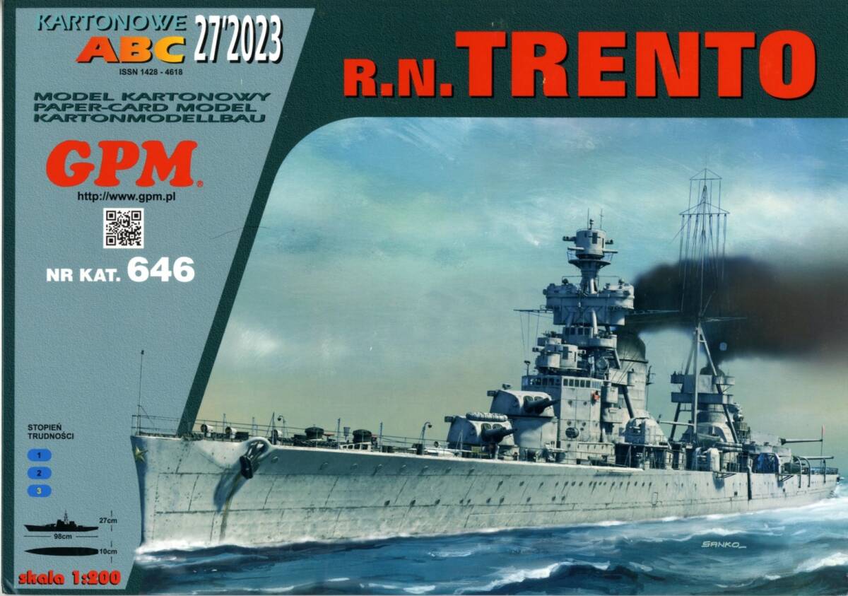 特別セール品】 GPM 1:200 伊海軍 重巡洋艦 TRENTO（CARD MODEL) -アメリカ