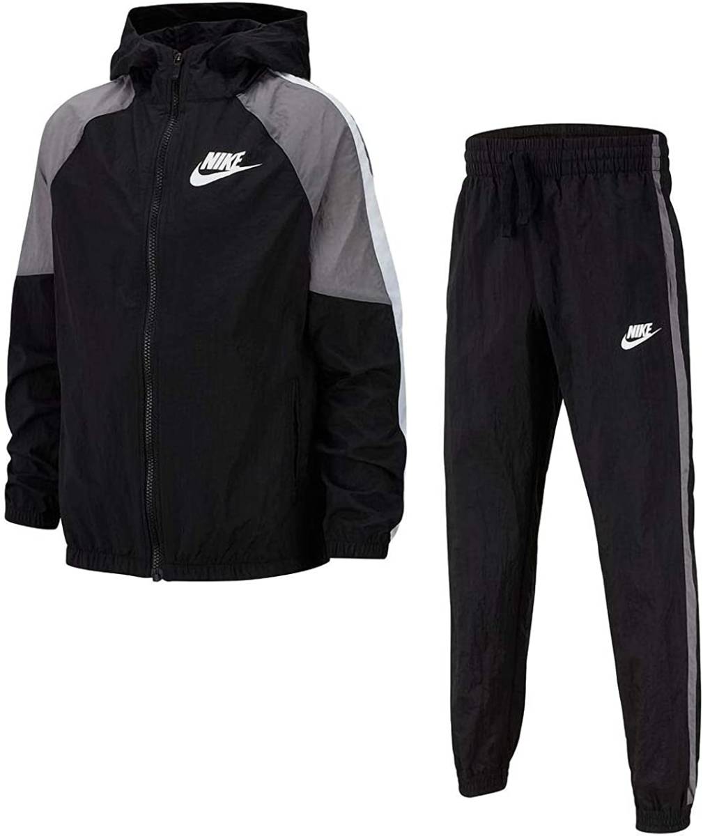 【KCM】Z-nike-24-2s-160★展示品★【NIKE/ナイキ】ジュニア ジャージ 上下セット BV3700-010 ブラック/グレー サイズ 160(L) 子供の画像1