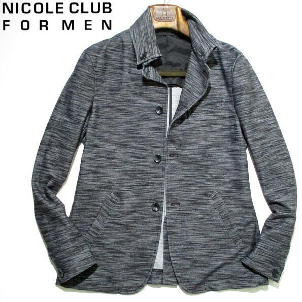 春物▼ ニコル スタンドカラー ジャケット　グレー　ミックス柄　46　Mサイズ　NICOLE CLUB FOR MEN　ナポレオンカラー　メランジ_画像1