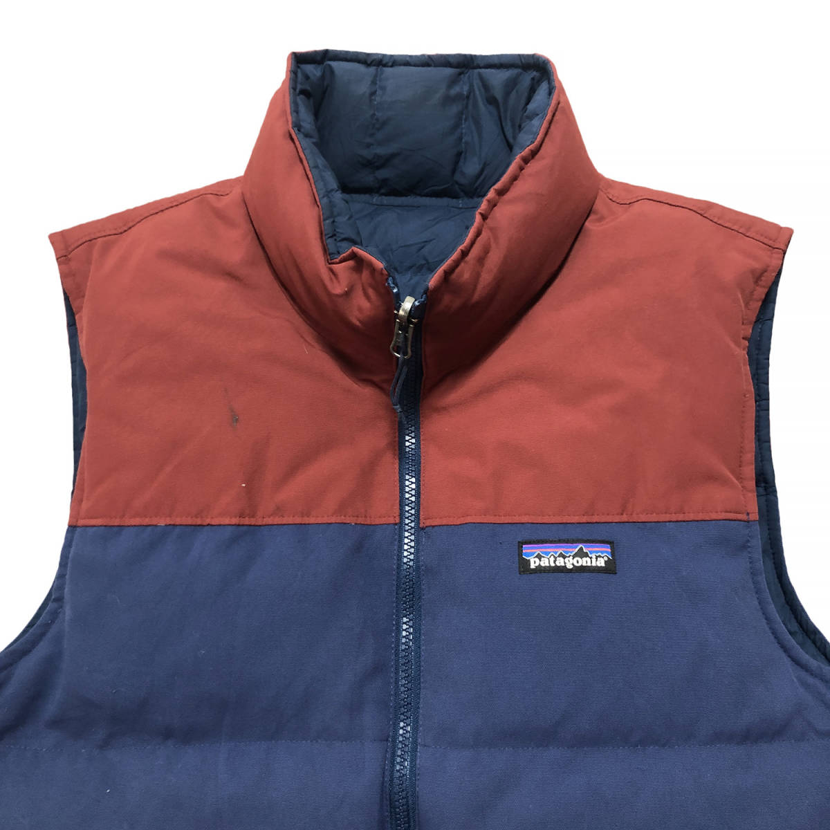 USA 古着 パタゴニア アウトドア リバーシブル ダウンベスト メンズL相当 エンジ/ネイビー patagonia F18 中古 AA0050_画像5