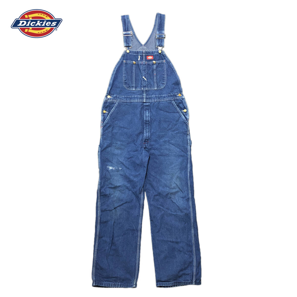 USA 古着 メキシコ製 ディッキーズ ワーク デニム オーバーオール W38 L32 メンズL相当 Dickies CF0022_画像1