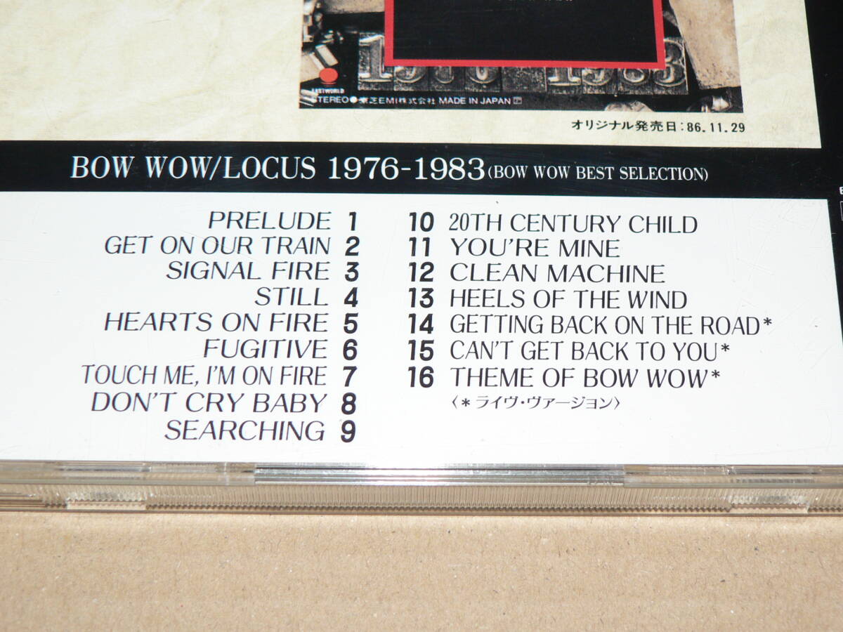 CD(音蔵盤)／バウワウ「BOW ＷＯＷ　LOCUS 1976-1983 BEST SELECTION」’94年盤／帯なし、歌詞カード付き、美盤_収録曲