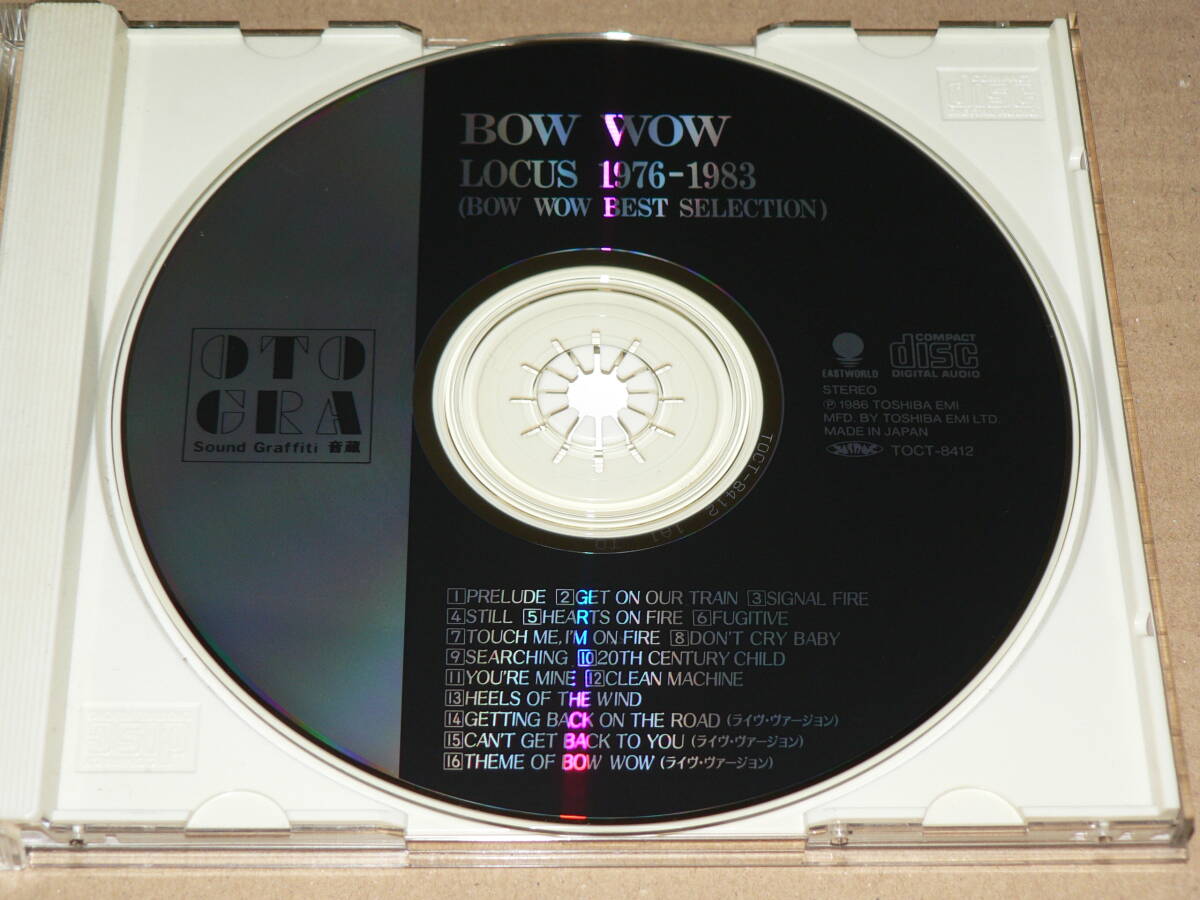 CD(音蔵盤)／バウワウ「BOW ＷＯＷ　LOCUS 1976-1983 BEST SELECTION」’94年盤／帯なし、歌詞カード付き、美盤_盤質良好な美盤