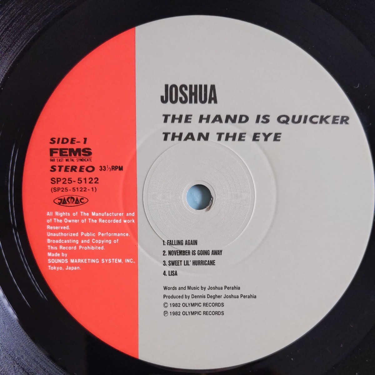 【帯付/試聴済LP】JOSHUA『The Hand is Quicker Than The Eye』ジョシュア/旋風★日本盤のみ2曲追加★1984年SP25-5122_画像4