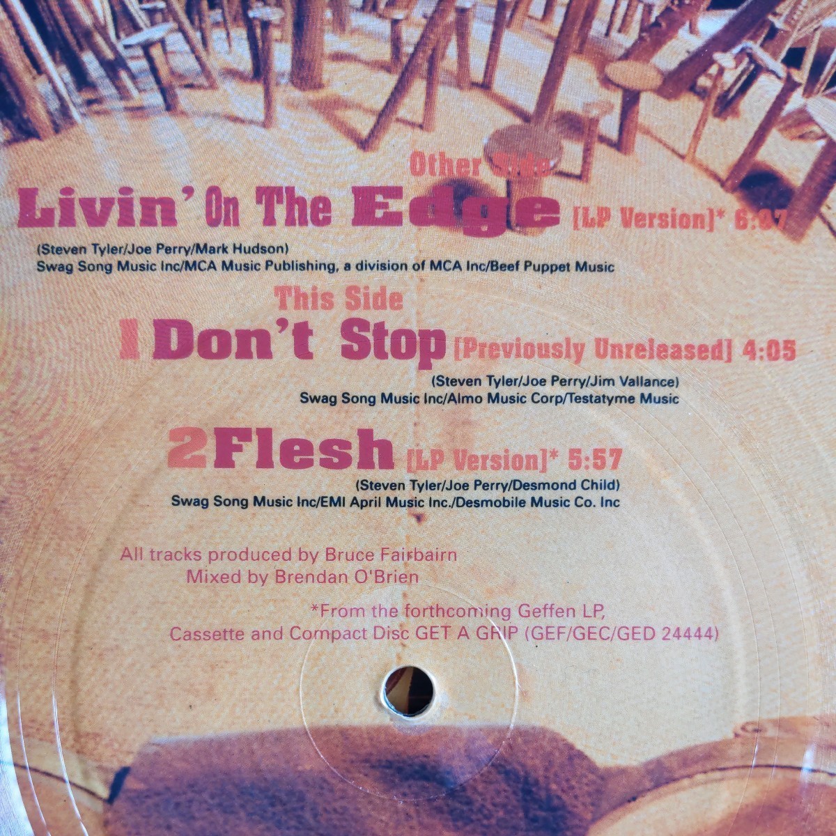 【UKピクチャー盤/試聴済12''】AEROSMITH『Livin' On The Edge』エアロスミス★1993年限定盤GFSTP35★シリアルナンバー620の画像5