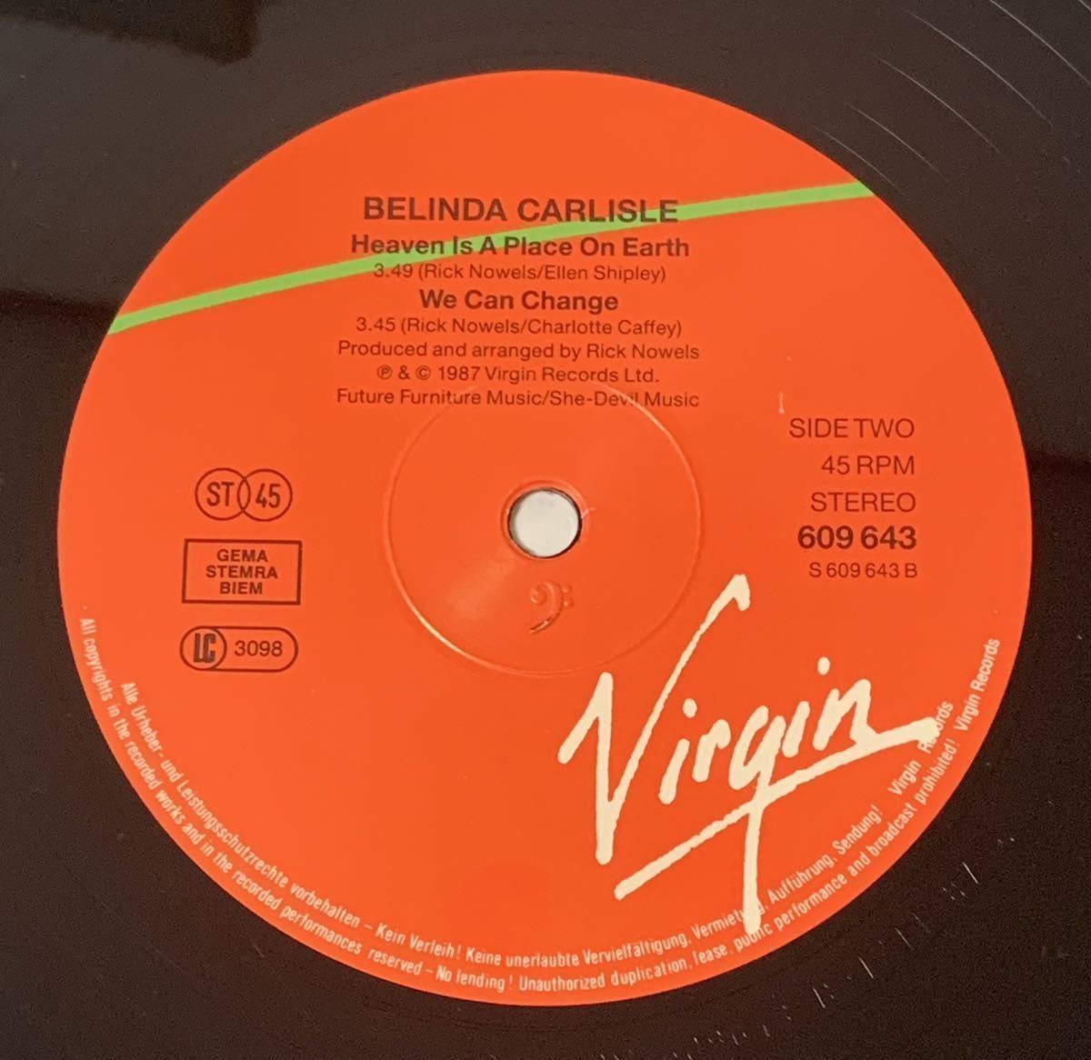 EUオリジナル盤12EP Belinda Carlisle Heaven Is A Place On Earthの画像5