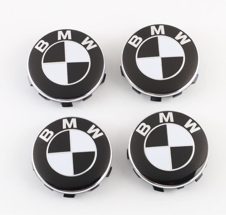 BMW ホイールキャップ 56mm 新品未使用　傷防止フィルム付き　4個　黒白　BMW　ホイールセンターキャップ　56mm BMW_画像2