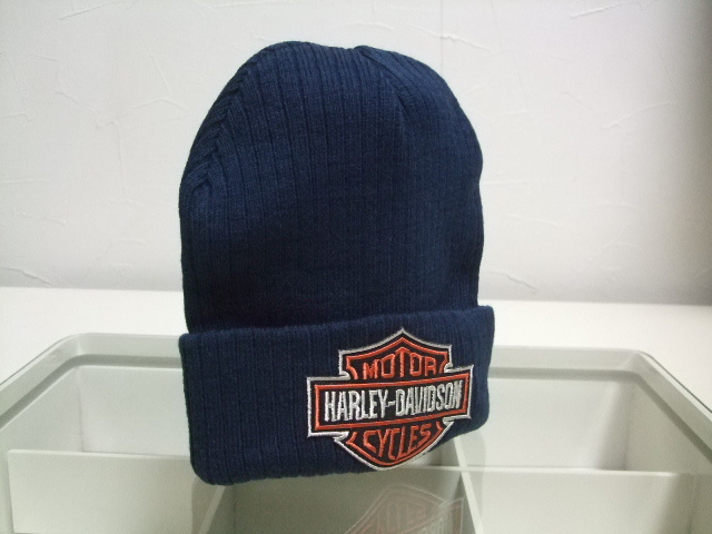 ★今月のサービス品で★在庫一掃セールです★必見★HARLEY‐DAVIDSON★綺麗～で★お洒落～な★ビーニー★ニット★キャップ★Blue★新品★_画像1