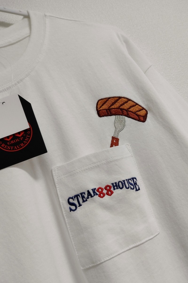 【新品タグ付】ステーキハウス88 ポケット刺繍 Tシャツ Lサイズ 沖縄 STEAK HOUSE OKINAWA 肉 ポケT _画像4