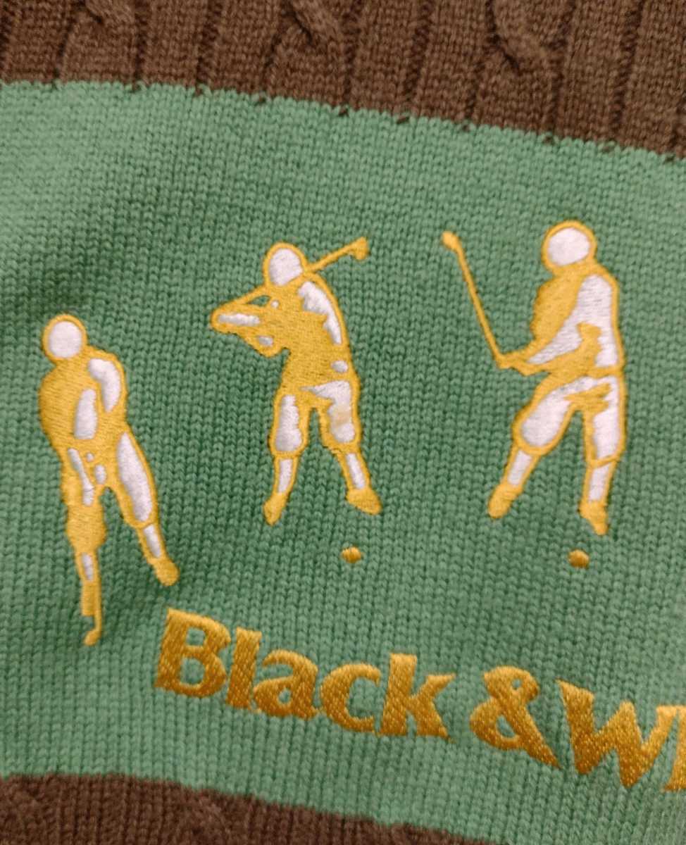 【豪華刺繍】Black ＆ White セーター Mサイズ　日本製 ゴルフ ブラック＆ホワイト　ニット_画像4