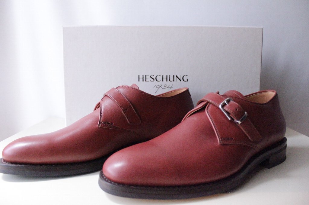【HESCHUNG】フレンチ靴ブランド エシュン モンクストラップ「PAVIER」7.5 シエナ色 新品未使用 8~9万円程度