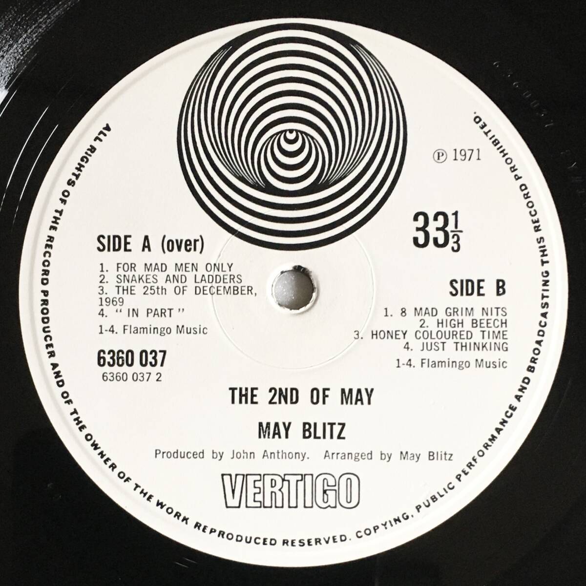 MAY BLITZ「THE 2ND OF MAY」UK ORIGINAL VERTIGO 6360 037 '71 BIG SWIRL LABEL GATEFOLD SLEEVE with SWIRL INNER SLEEVEの画像8