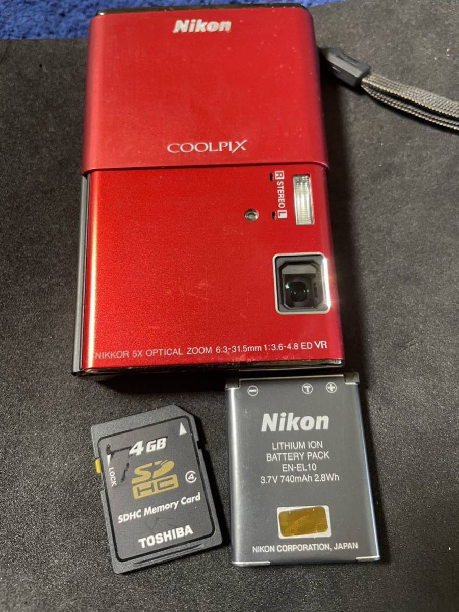 NIKON COOLPIX S80 レッド/タッチパネル動作OK コンパクトデジタルカメラ動作美品_画像1